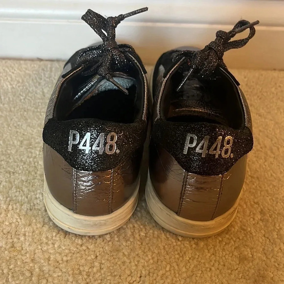 P448 John Maya- Black and silver sneakers-Size 5.5 - Picture 4 of 5